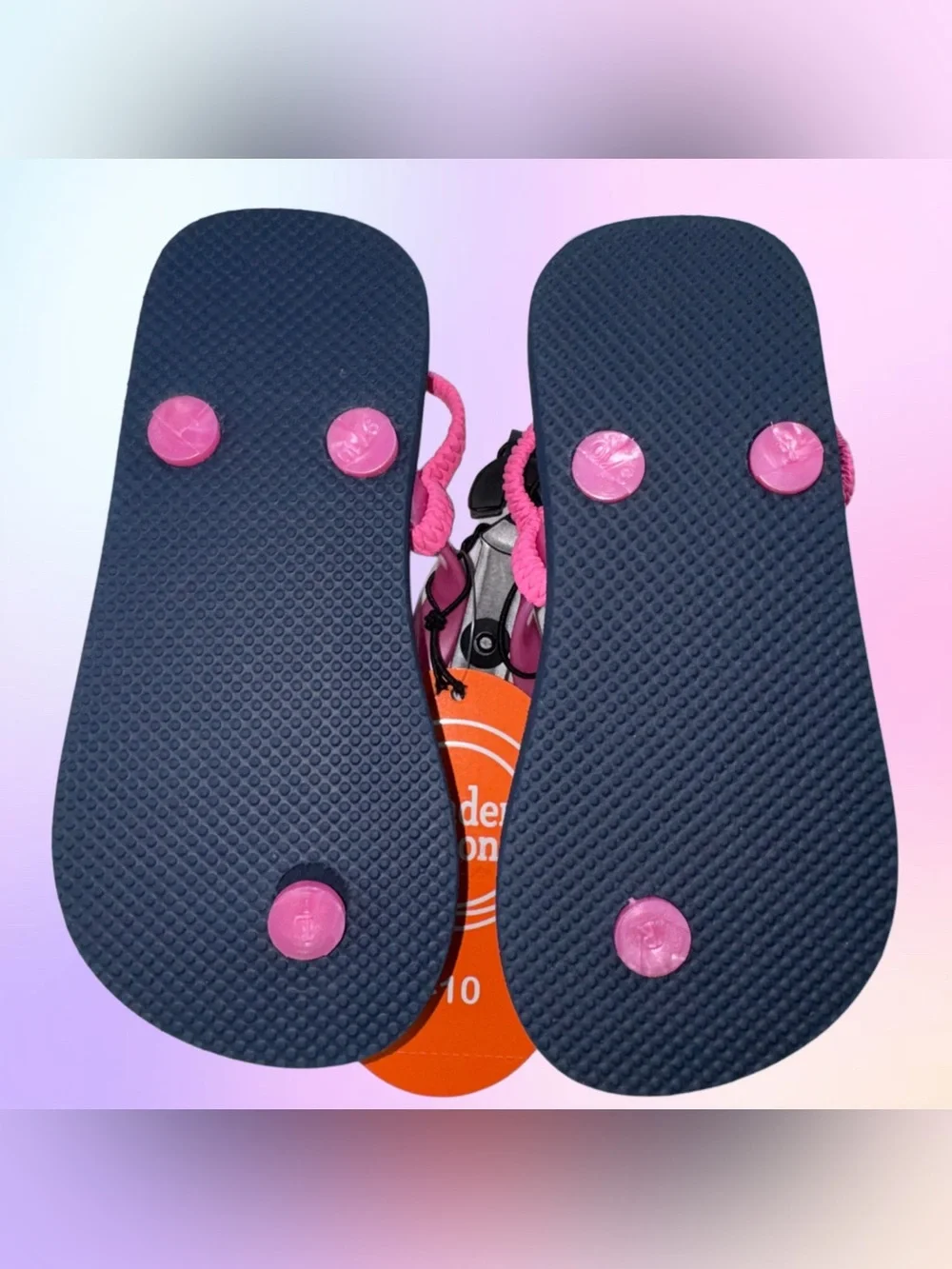 Wonder Nation Girls Flip Flops With Heel Strap Tropical Flamingo 7/8 Or 9/10